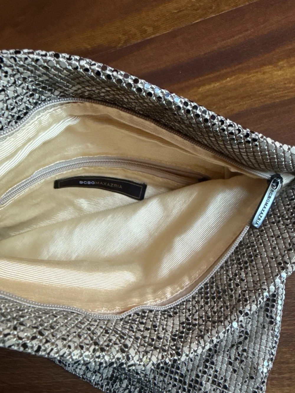 BCBGMAXAZRIA Metallic Clutch Bag